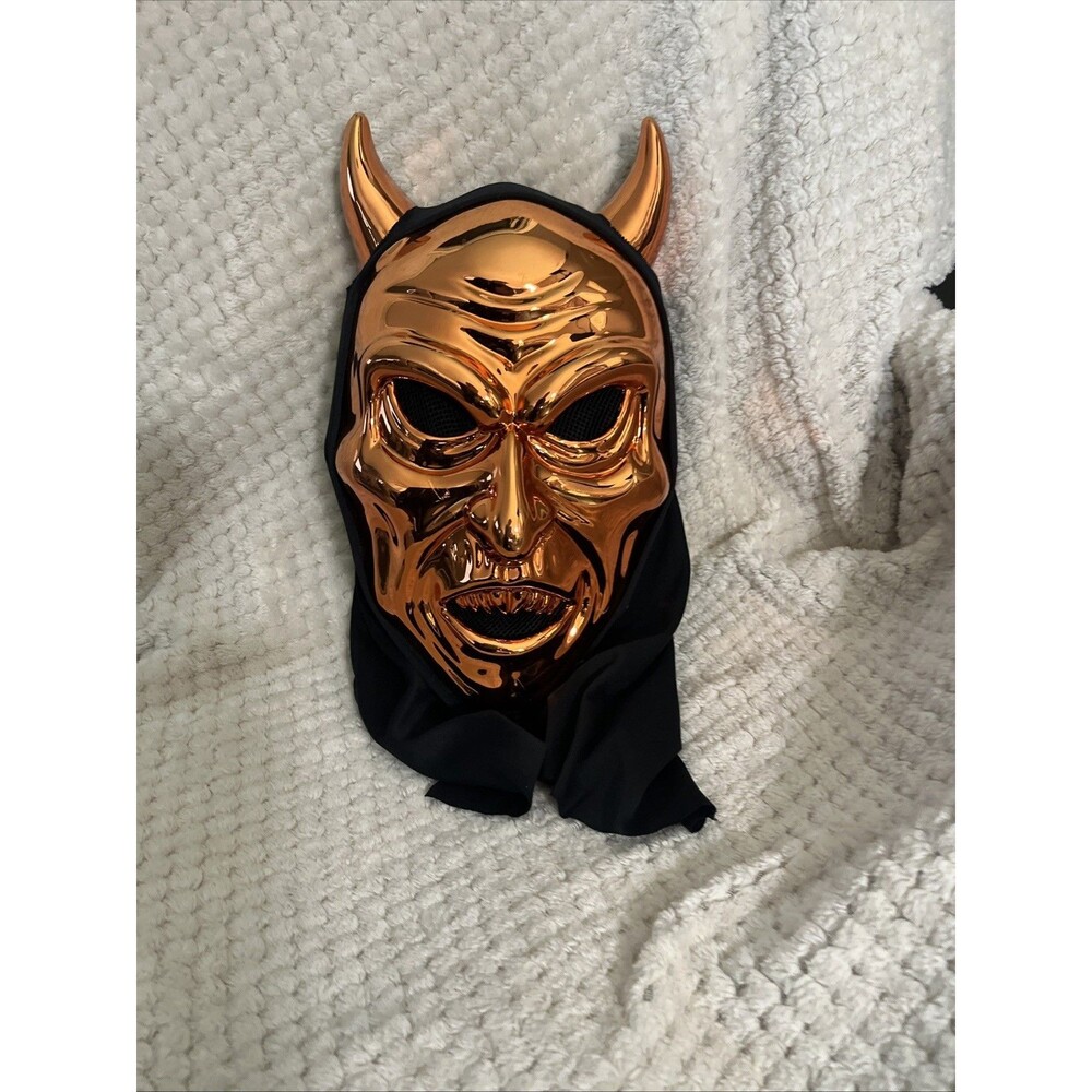 Copper/Black Devil Full Face Mask With Hood - Adult Unisex One Size Halloween